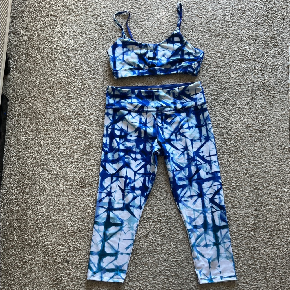 Blue and White Tie-Dye Activewear Set
